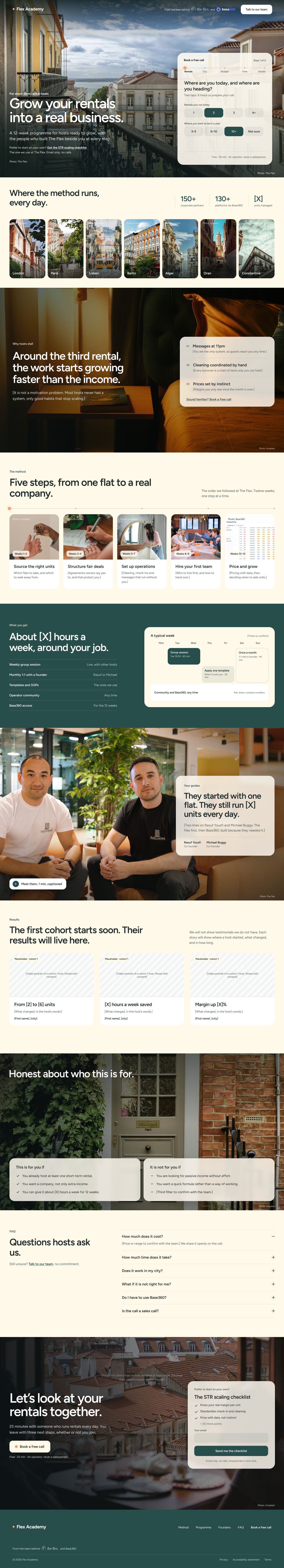 Landing page Flex Academy complète, desktop 1440